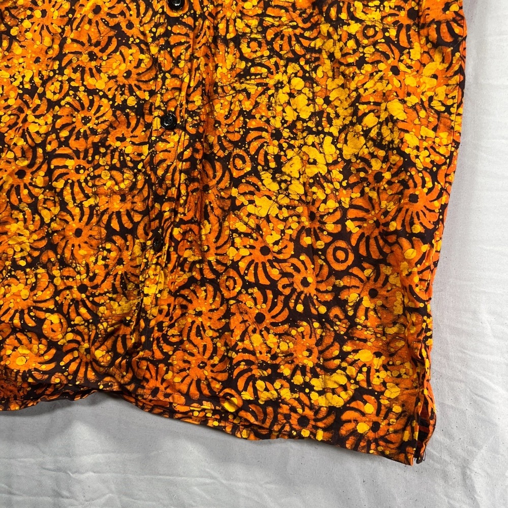 True Vintage Button Up Shirt Men Large Orange Handmade Autumn Fall Halloween 70s - Picture 3 of 8